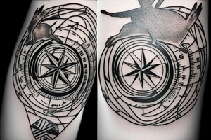 Compass with a kangaroo and the Australian flag. tattoo idea