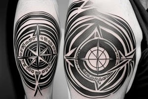 Compass with a kangaroo and the Australian flag. tattoo idea