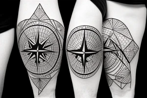 Compass with a kangaroo and the Australian flag. tattoo idea