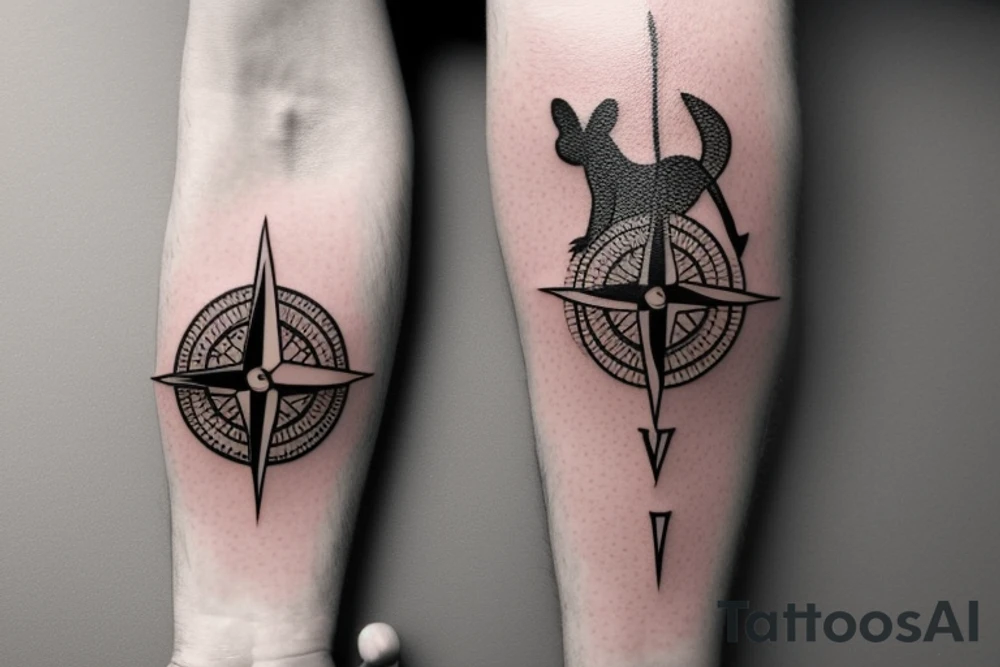 Compass with a kangaroo and the Australian flag. tattoo idea Compass with a kangaroo and the Australian flag. tattoo idea
