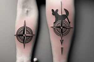Compass with a kangaroo and the Australian flag. tattoo idea