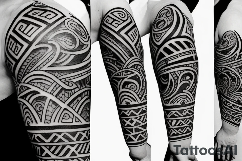 Design a tattoo inspired by the landscapes of Polynesian islands with a pirate ship tattoo idea