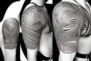 Design a tattoo inspired by the landscapes of Polynesian islands with a pirate ship tattoo idea