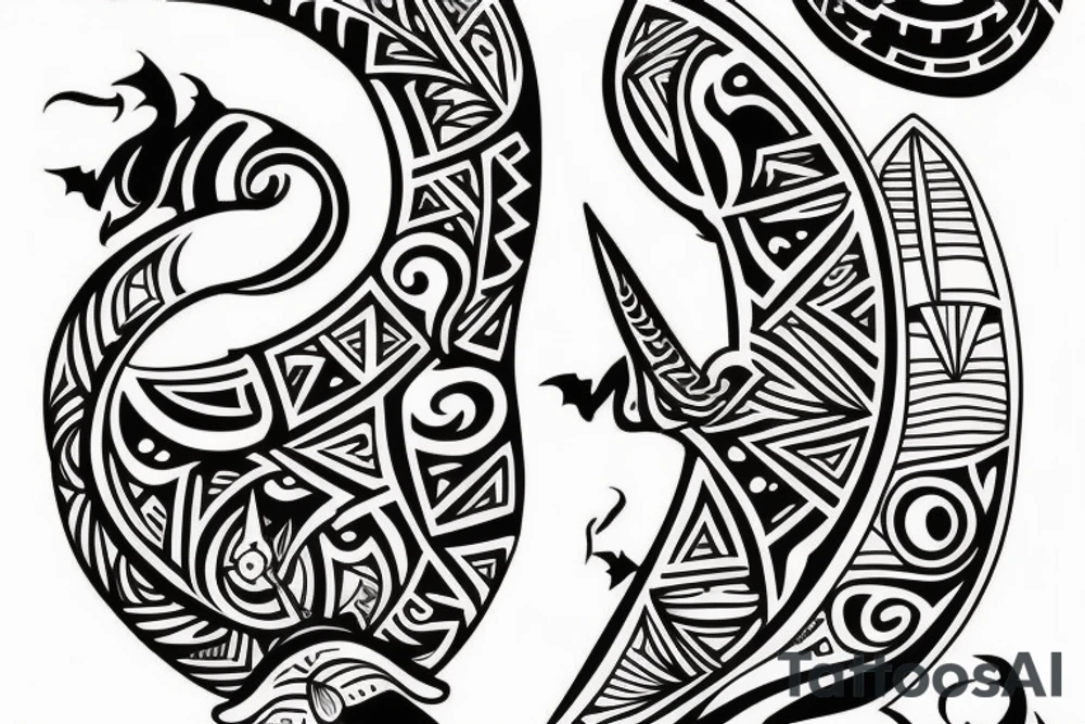 Design a tattoo inspired by the landscapes of Polynesian islands with a pirate ship tattoo idea