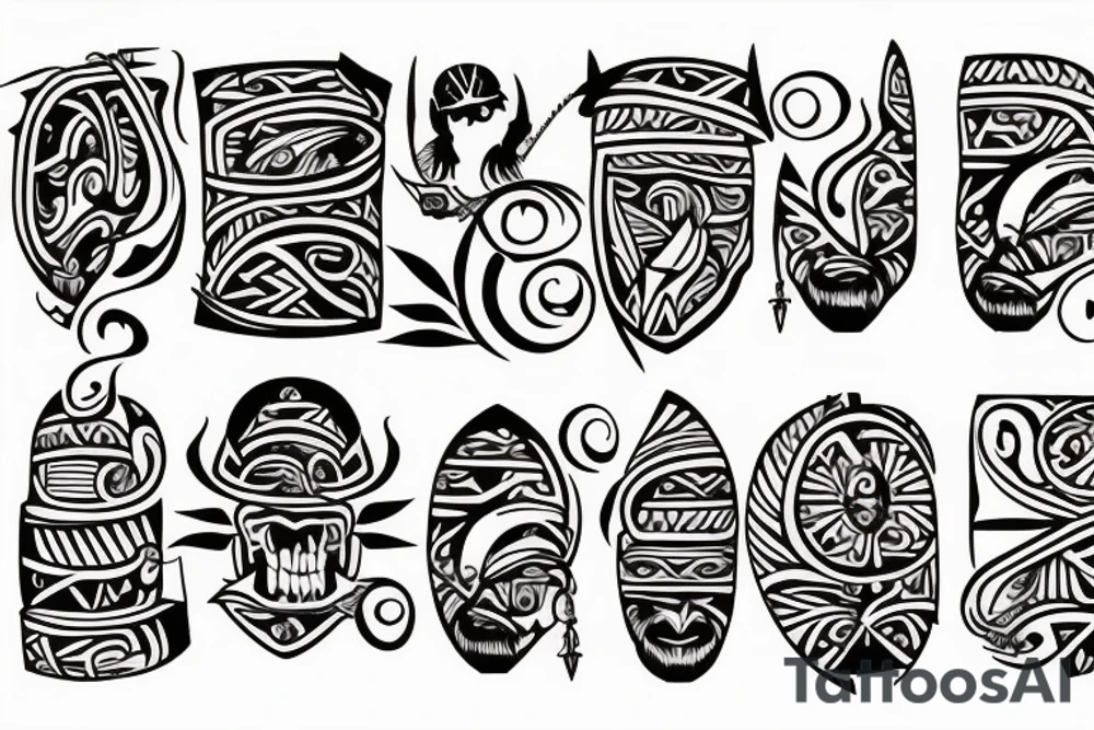 Design a tattoo inspired by the landscapes of Polynesian islands with a pirate ship tattoo idea
