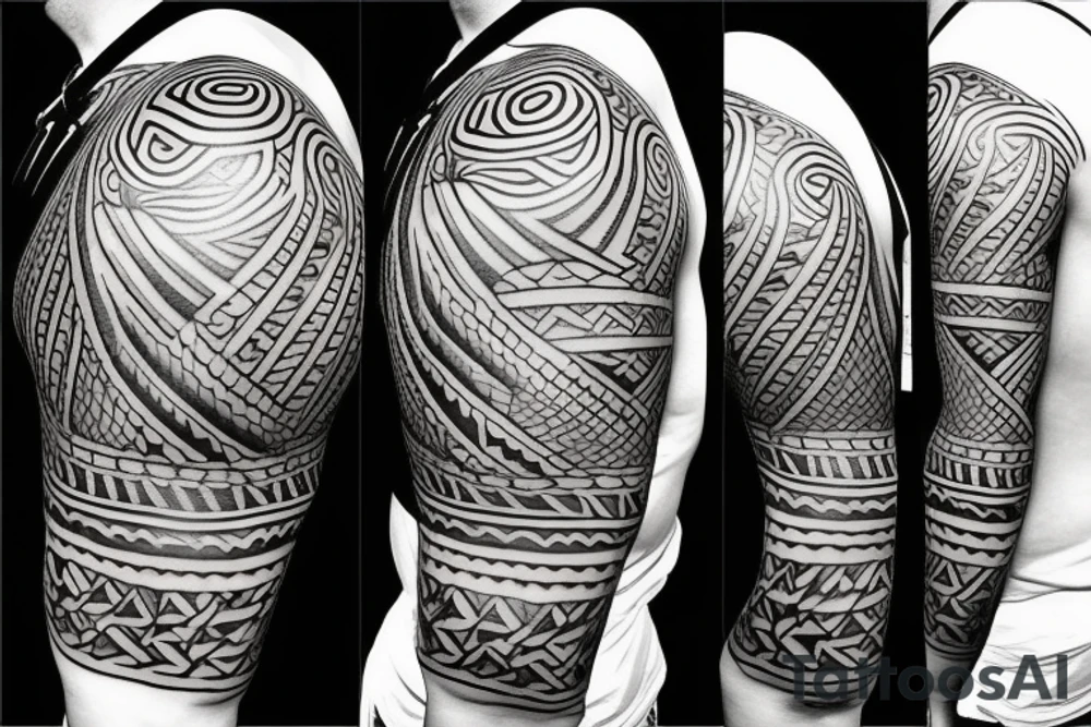 Design a tattoo inspired by the landscapes of Polynesian islands with a pirate ship tattoo idea