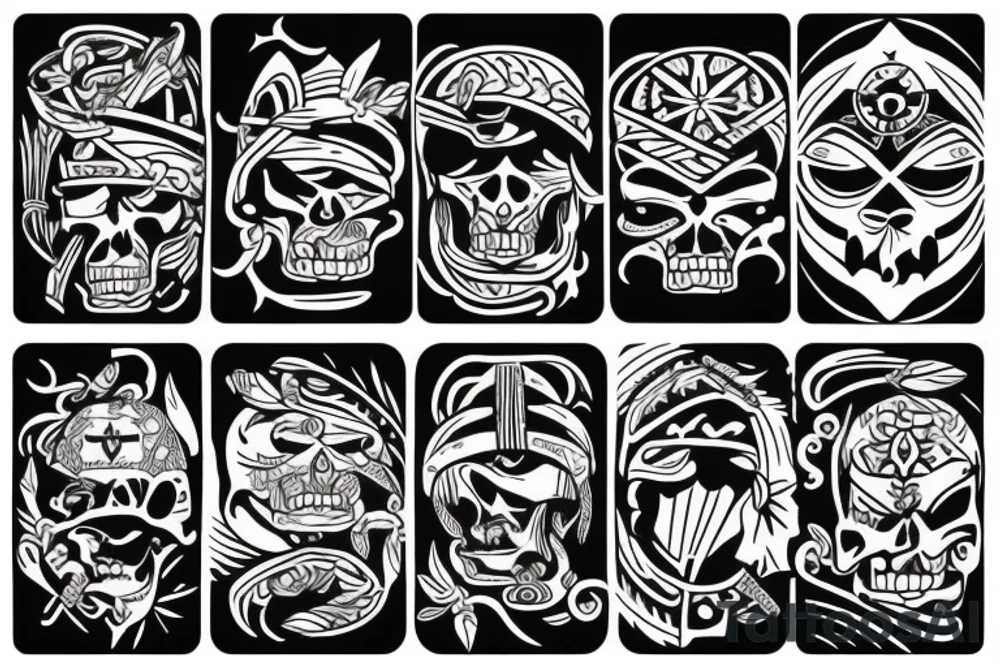 Design a tattoo inspired by the landscapes of Polynesian islands with a pirate ship tattoo idea