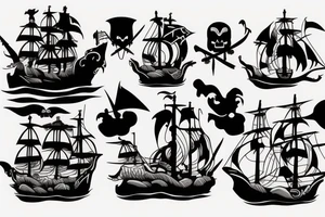 pirate ship with pirate elements tattoo idea