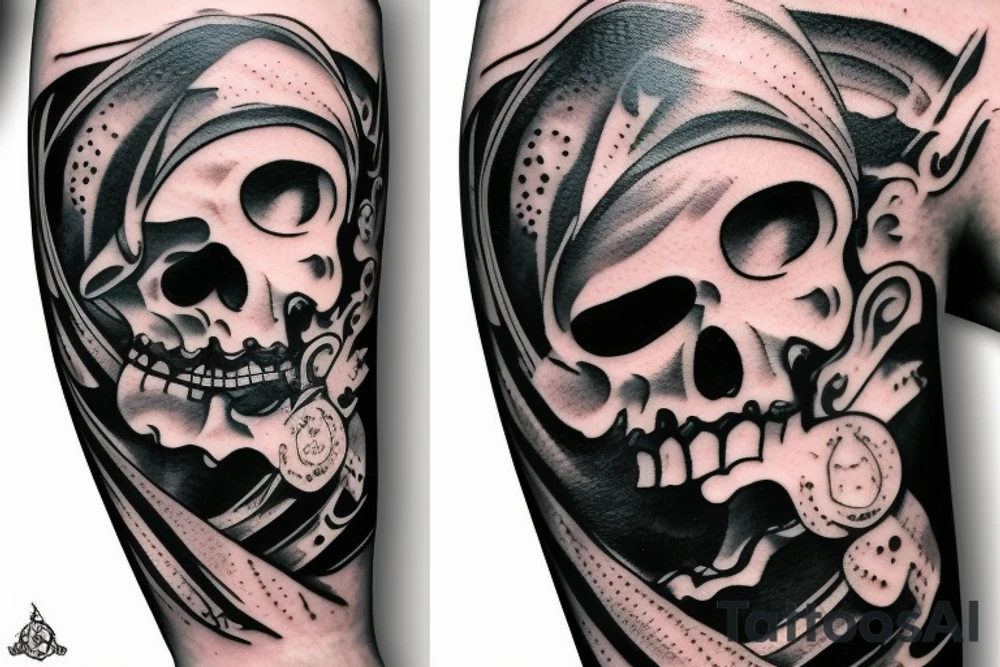 pirate ship with pirate elements tattoo idea