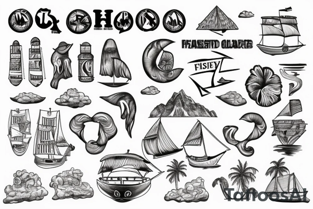 history flagship with island background tattoo idea