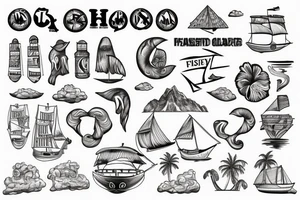history flagship with island background tattoo idea