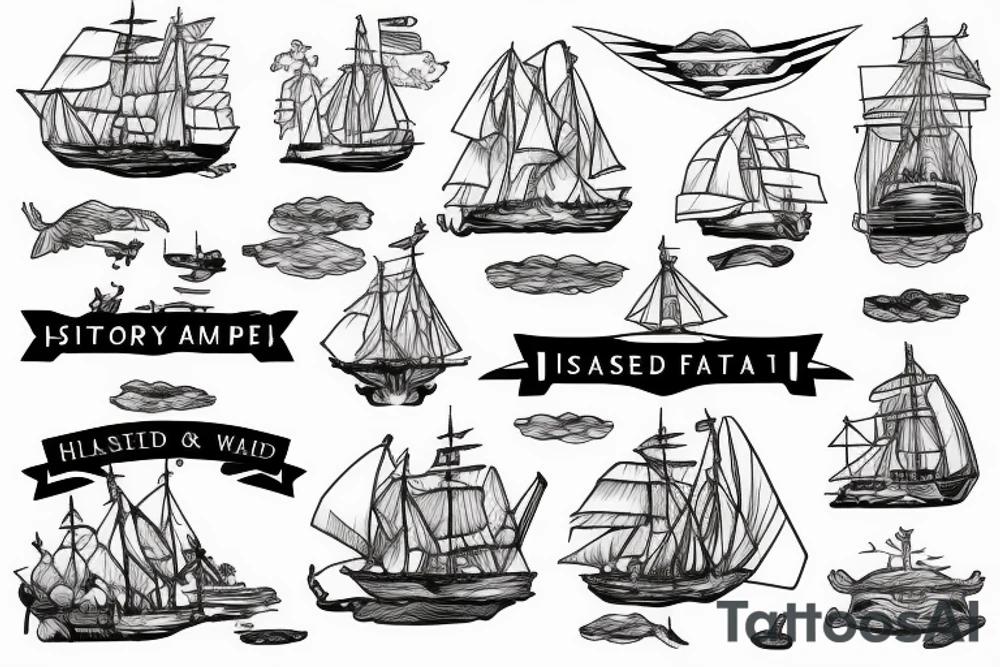 history flagship with island background tattoo idea