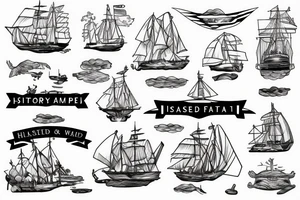 history flagship with island background tattoo idea