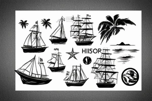 history flagship with island background tattoo idea