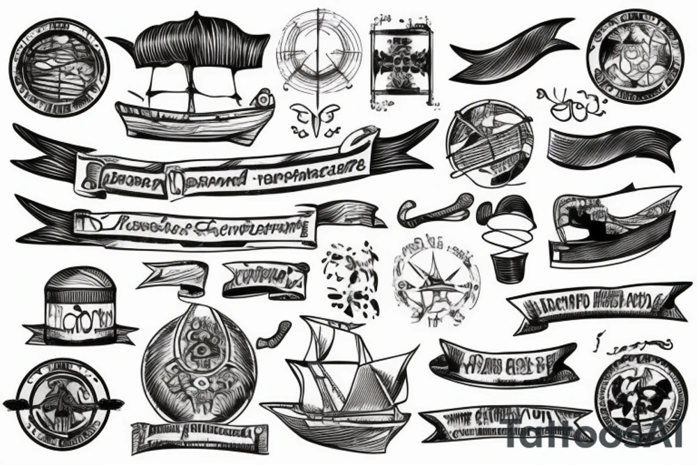 history flagship with island background tattoo idea