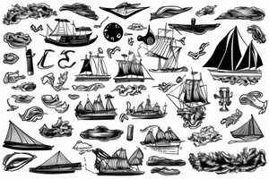history flagship with island background tattoo idea