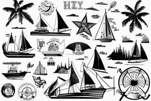 history flagship with island background tattoo idea