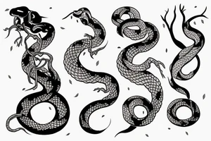 Snake and cherry blossom sleeve tattoo idea