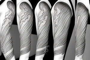 cherry blossom sleeve with waves and smoke tattoo idea