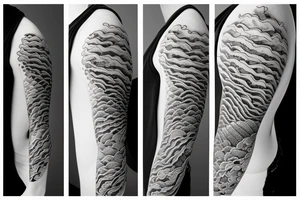 Japanese cherry blossom sleeve with waves and smoke anime style tattoo idea