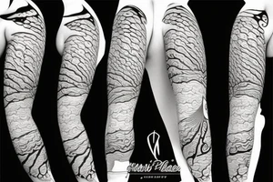Japanese cherry blossom sleeve with waves and smoke anime style tattoo idea