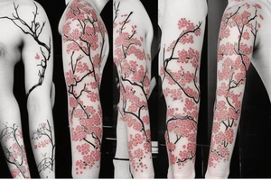 Japanese cherry blossom sleeve tattoo idea