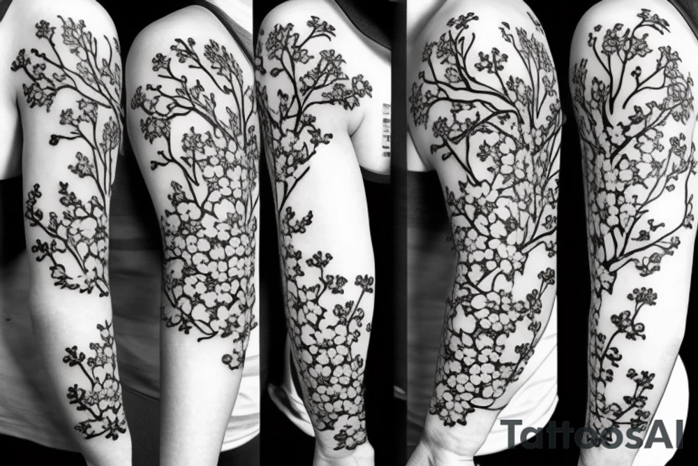 Japanese cherry blossom sleeve tattoo idea