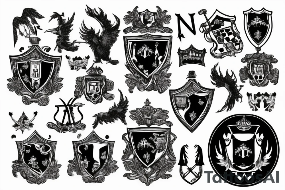 Mountiain scene with croatian coat of arms tattoo idea