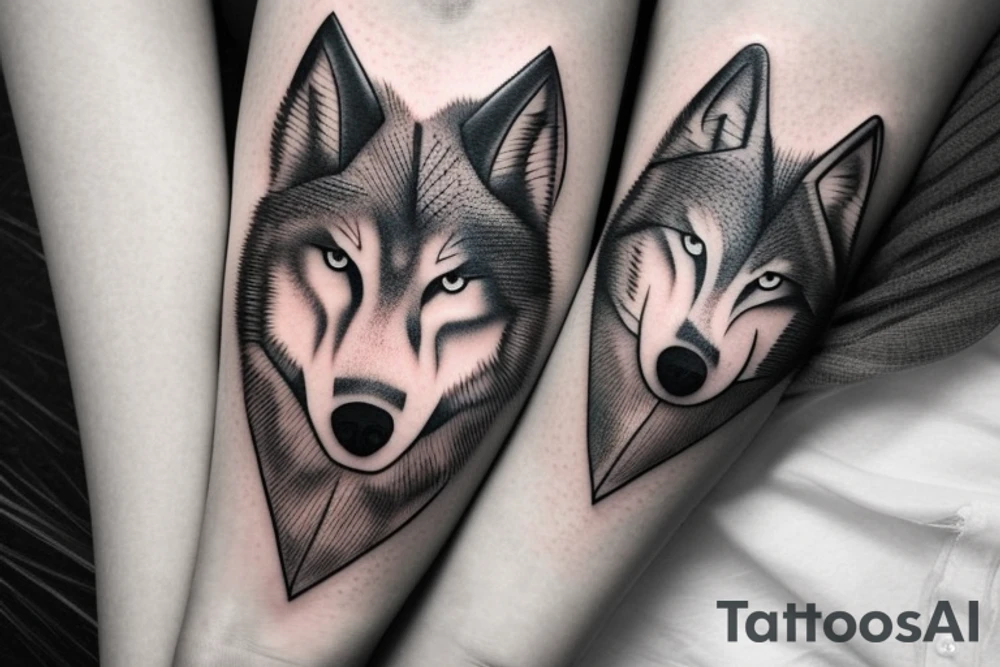 Half woman half wolf, moon tattoo idea