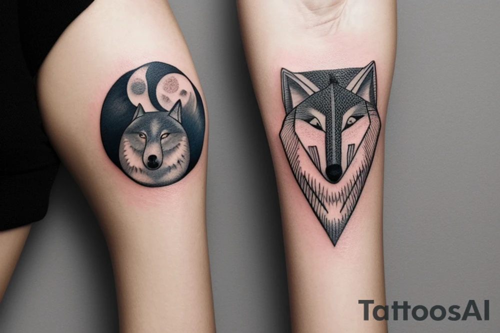 Half woman half wolf, moon tattoo idea