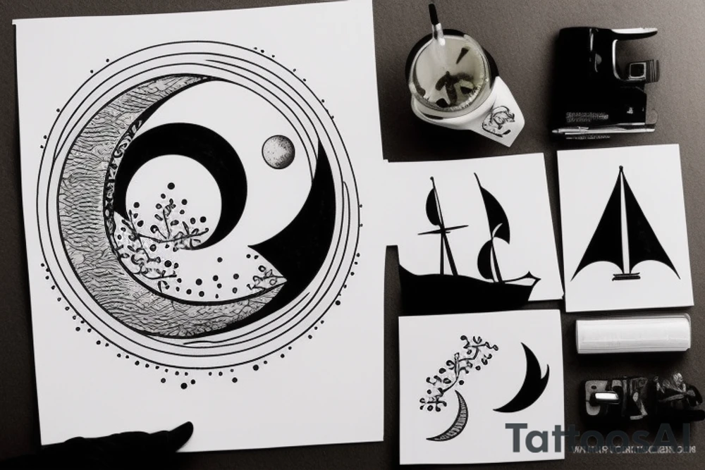 Woman and moon tattoo idea