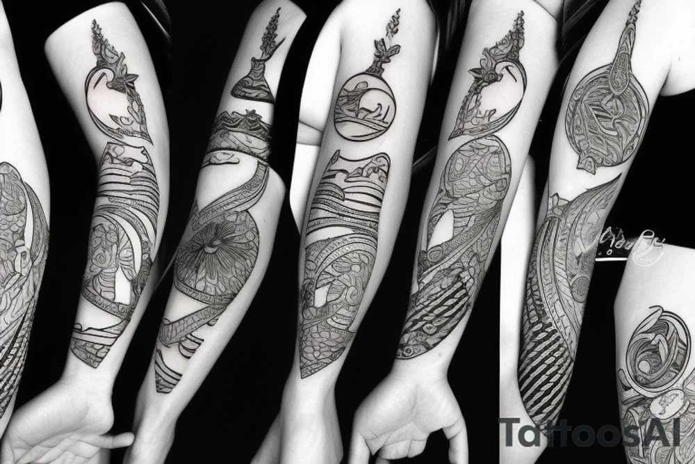 Woman and moon tattoo idea