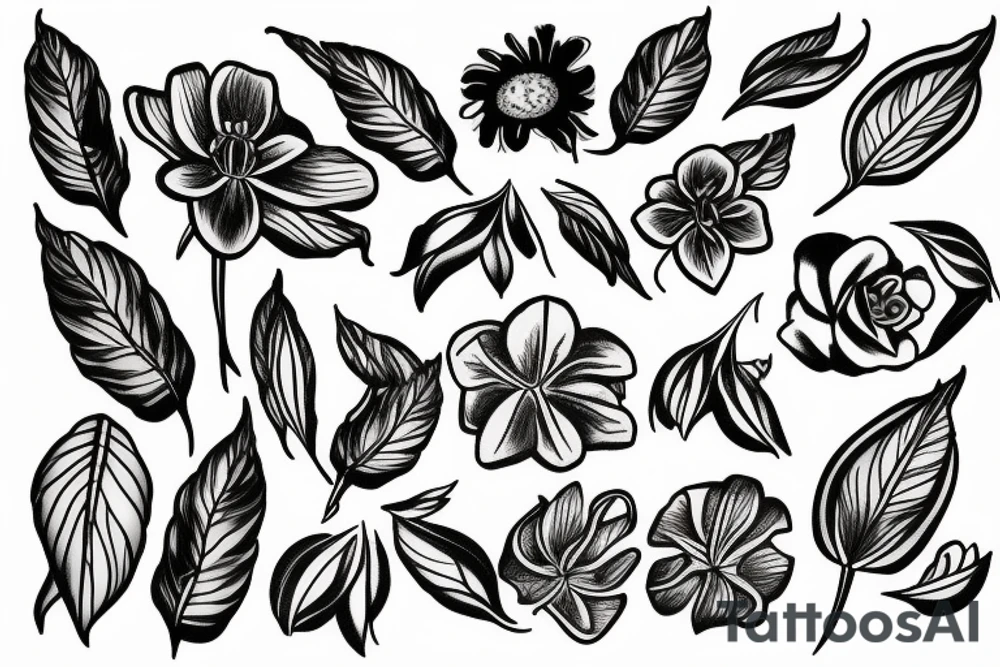 Columbine flower with stem tattoo idea
