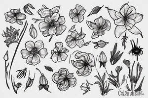 Columbine flower with stem tattoo idea