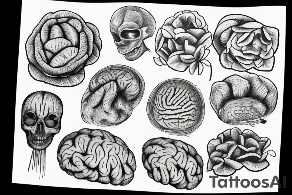 Brain growing in a flower pot tattoo idea