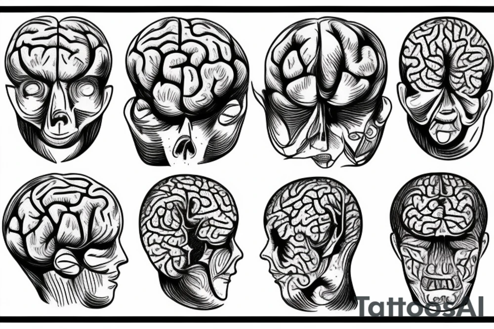 Brain growing in a flower pot tattoo idea