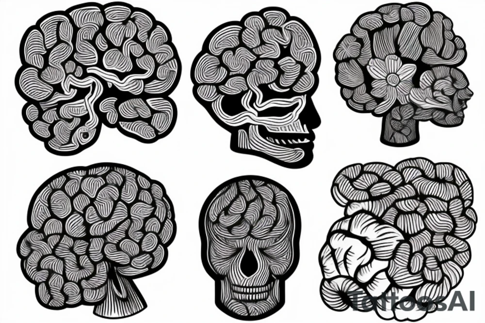 Brain growing in a flower pot tattoo idea