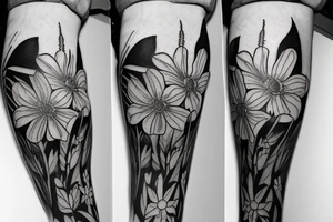 Columbine flower next to Bluebonnet and Bitterroot Flower tattoo idea