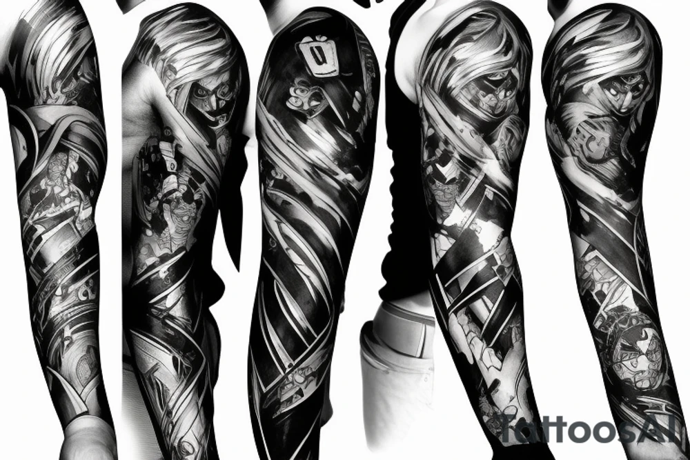 arm sleeve marvel super heros and villans tattoo idea