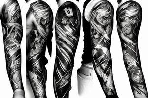 arm sleeve marvel super heros and villans tattoo idea