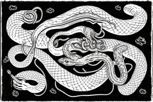 A hand with a snake's head facing each other with a sentence "trust no one" at the top tattoo idea