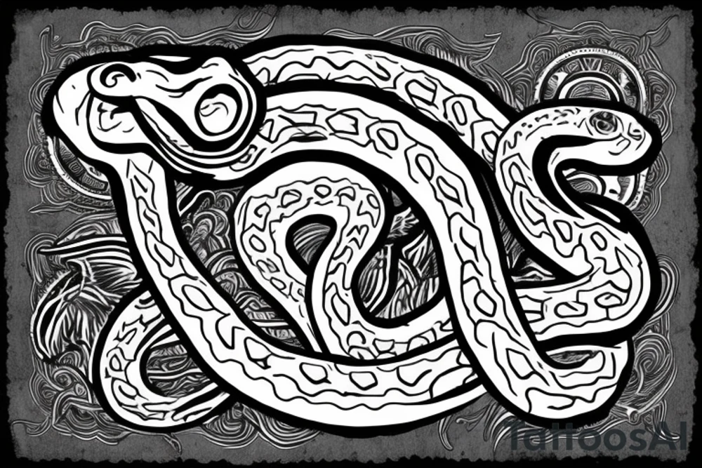 A hand with a snake's head facing each other with a sentence "trust no one" at the top tattoo idea