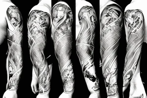 arm sleeve marvel super heroes and villans tattoo idea