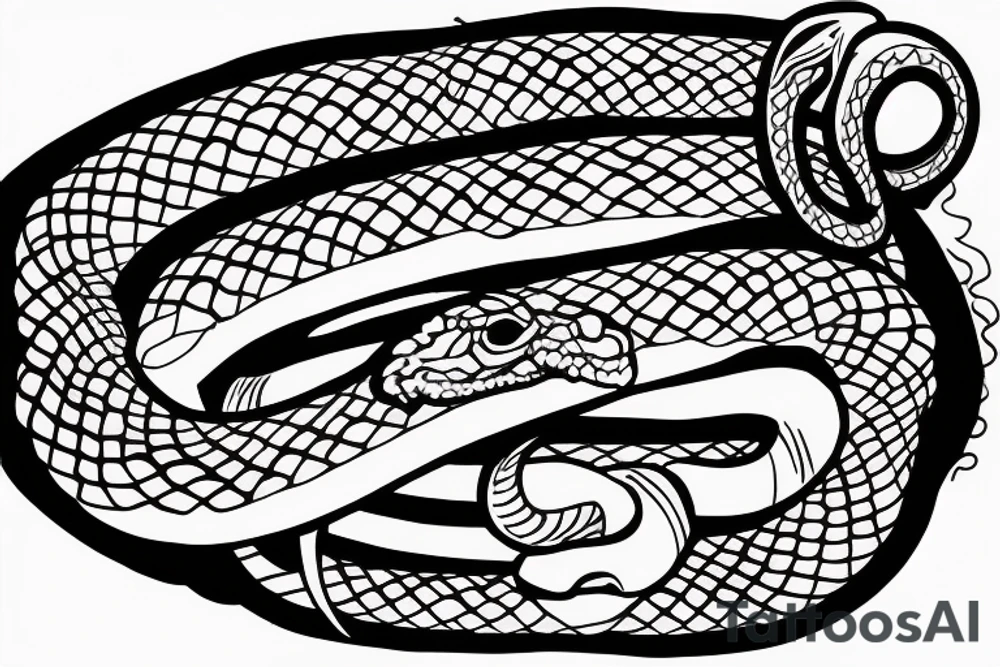 A hand with a snake's head facing each other with a sentence "trust no one" at the top tattoo idea
