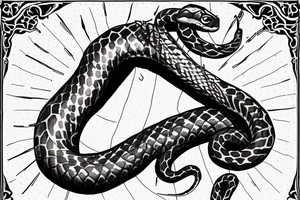 A hand with a snake's head facing each other with a sentence "trust no one" at the top tattoo idea