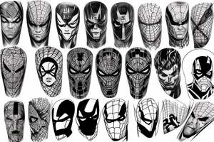 arm sleeve marvel super heroes and villans tattoo idea