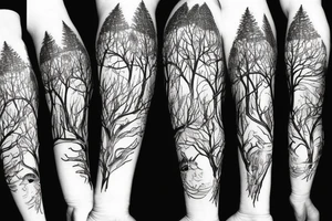 Outdoors deer bear elk moose wolf mountain trees fish tattoo idea