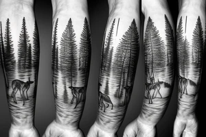 Outdoors deer bear elk moose wolf mountain trees fish tattoo idea