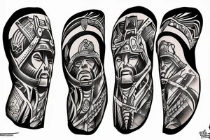A leg sleeve of a side of a spartan tattoo idea