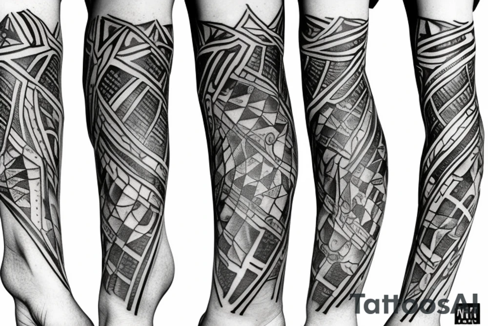 A leg sleeve of a side of a spartan tattoo idea